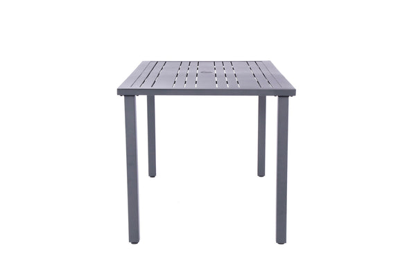 Homeroots 62" Black Metal Outdoor Dining Table With Umbrella Hole  Aluminum 489540