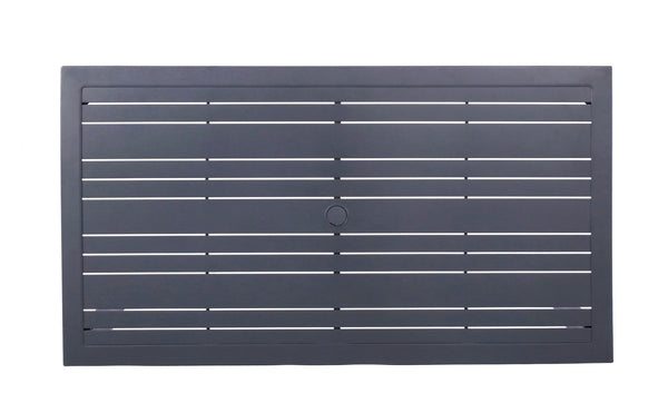 Homeroots 62" Black Metal Outdoor Dining Table With Umbrella Hole  Aluminum 489540