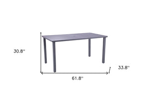 Homeroots 62" Black Metal Outdoor Dining Table With Umbrella Hole  Aluminum 489540