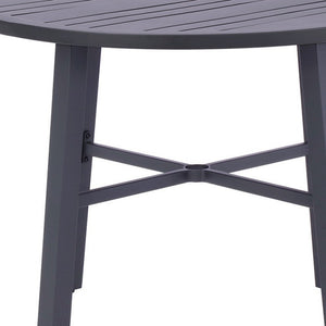 Homeroots 42" Black Rounded Metal Outdoor Dining Table With Umbrella Hole  Aluminum 489541