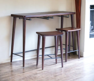 Homeroots Set Of Three Brown Solid Wood Counter Height Bar Table And Chairs  Mango Wood 489542