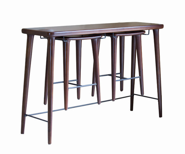 Homeroots Set Of Three Brown Solid Wood Counter Height Bar Table And Chairs  Mango Wood 489542