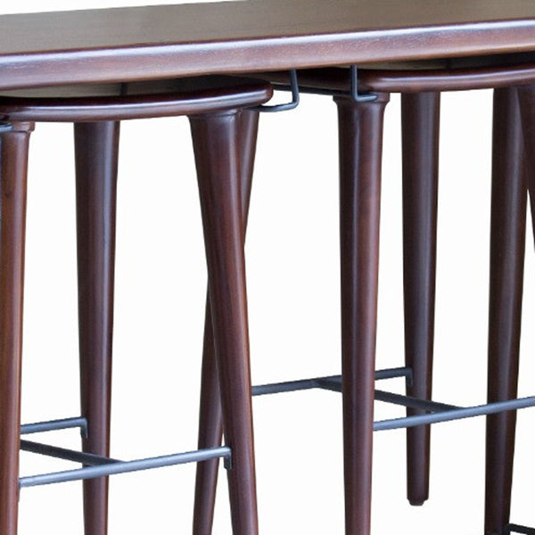 Homeroots Set Of Three Brown Solid Wood Counter Height Bar Table And Chairs  Mango Wood 489542