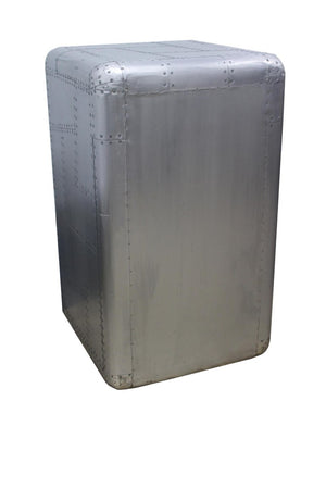 32 Inch Silver Aluminum Aviator Style Two Drawer Office Filing Cabinet with Metal Hardware