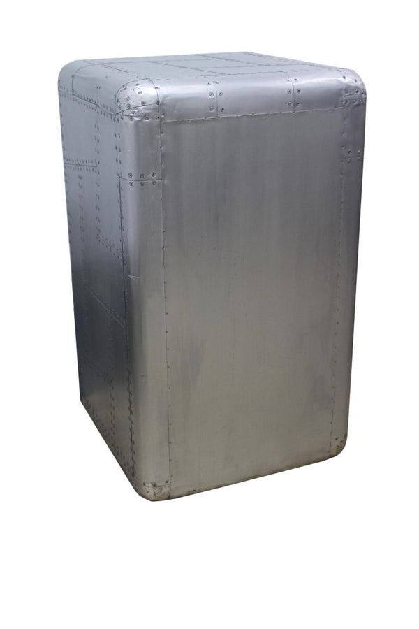 32 Inch Silver Aluminum Aviator Style Two Drawer Office Filing Cabinet with Metal Hardware