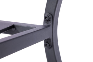 Homeroots Set Of Two Stylish Dark Gray Aluminum Stacking Dining Chairs With Light Gray Cushions For Outdoors  Aluminium 489550