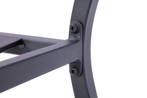 Homeroots Set Of Two Stylish Dark Gray Aluminum Stacking Dining Chairs With Light Gray Cushions For Outdoors  Aluminium 489550