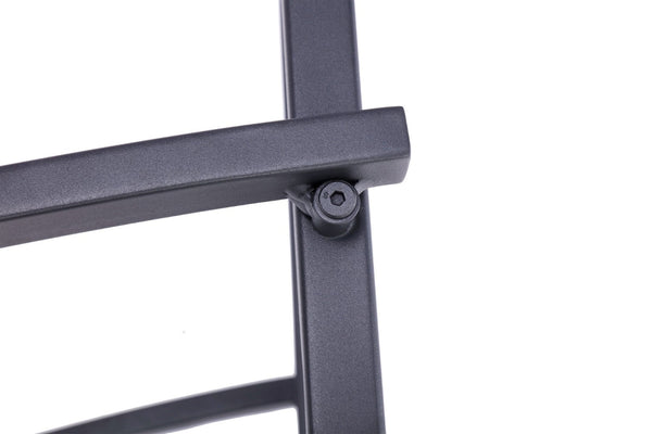 Homeroots Set Of Two Stylish Dark Gray Aluminum Stacking Dining Chairs With Light Gray Cushions For Outdoors  Aluminium 489550