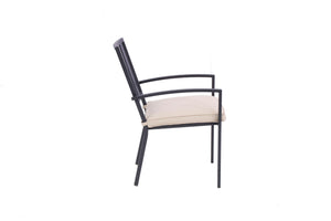 Homeroots Set Of Two Stylish Dark Gray Aluminum Outdoor Dining Chairs With Customizable Beige Cushions  Aluminium 489552