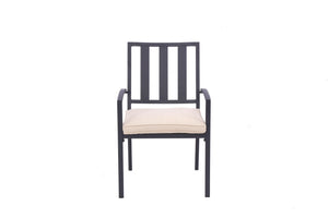 Homeroots Set Of Two Stylish Dark Gray Aluminum Outdoor Dining Chairs With Customizable Beige Cushions  Aluminium 489552