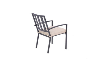 Homeroots Set Of Two Stylish Dark Gray Aluminum Outdoor Dining Chairs With Customizable Beige Cushions  Aluminium 489552