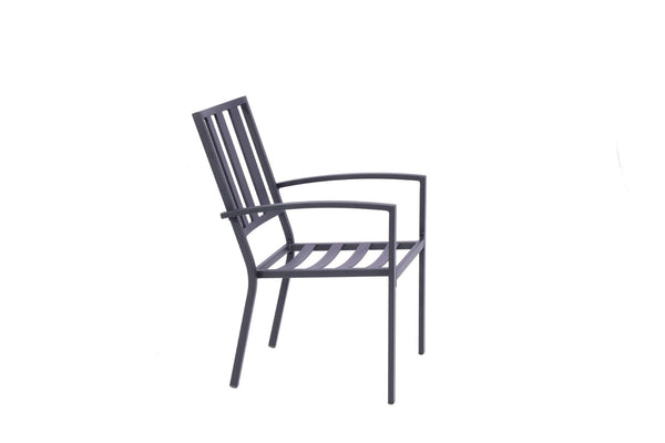 Homeroots Set Of Two Stylish Dark Gray Aluminum Outdoor Dining Chairs With Customizable Beige Cushions  Aluminium 489552