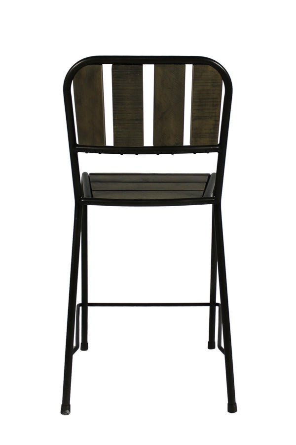 HomeRoots Five-Piece Solid Wood Dining Set with Slat-Back Chairs - Rustic Brown & Black Finish, Space-Saving! 489553