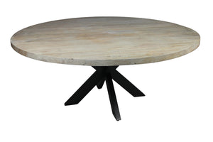 HomeRoots Seven Piece Gray and Black Round Dining Set - Solid Wood Table and Six Upholstered Chairs for Comfort 489557