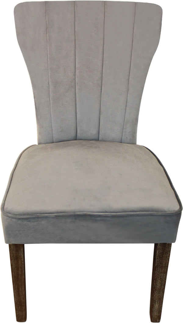 HomeRoots Seven-Piece Gray and Black Solid Wood Dining Set with 6 Upholstered Velvet Chairs for Rustic Elegance 489558