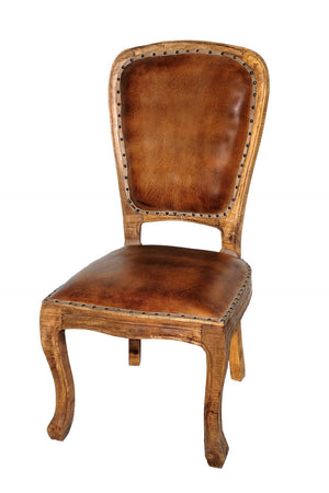 HomeRoots Seven Piece Round Solid Wood Dining Set with Six King Louis Chairs for Elegant Dining Spaces 489562