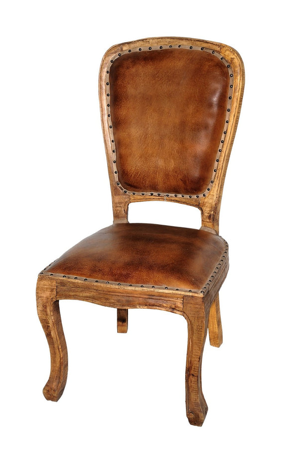 HomeRoots Seven Piece Round Solid Wood Dining Set with Six King Louis Chairs for Elegant Dining Spaces 489562