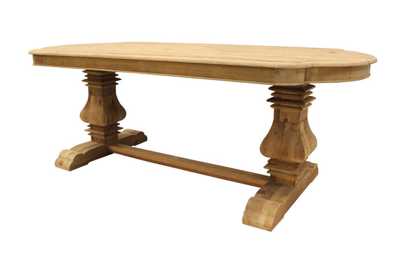 HomeRoots Nine Piece Natural Solid Wood Dining Set with 8 Upholstered Chairs for Rustic Comfort & Style 489566