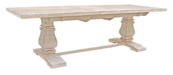 HomeRoots Nine-Piece White Solid Wood Dining Set with 8 Upholstered Chairs - Rustic Charm & Expandable Design! 489575