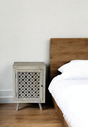 HomeRoots 30" Gray Solid Wood Nightstand - Modern Design, Durable Storage, Fully Assembled for Any Room Decor 489576