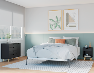 Homeroots 35" Black Solid Wood Four Drawer Combo Dresser  Solid Wood 489583