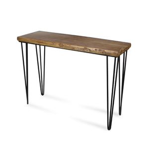 HomeRoots 42" Modern-Rustic Console Table with Distressed Wood Top & Sleek Black Metal Legs for Versatile Style 489585