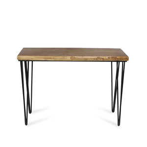 HomeRoots 42" Modern-Rustic Console Table with Distressed Wood Top & Sleek Black Metal Legs for Versatile Style 489585