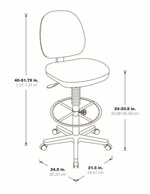 OSP Home Furnishings Contemporary Drafting Chair with Lumbar Support and Flex Back for Studio or Lab Use A Grade Fabric DC800-A