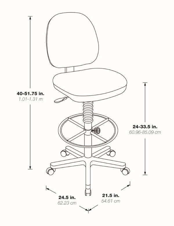 OSP Home Furnishings Contemporary Drafting Chair with Lumbar Support and Flex Back for Studio or Lab Use A Grade Fabric DC800-A