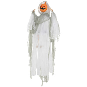 English Elm Homcom Hanging Pumpkin Ghost Halloween Prop with Glowing Eyes and Howling Sound Sensor W2225P229717