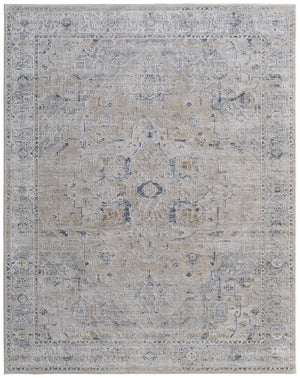 Feizy Rugs Pasha Global Charm Area Rug - Vibrant Medallion Design, Soft Low Pile, Stain-resistant & Kid-friendly Ivory,Taupe,Blue Polyester Pas39m5fbgebluf05