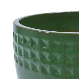 English Elm Set Of 3 Ceramic Flowerpots - Handcrafted Antique Green Planters For Modern Home & Garden Decor W3273P321483-GIGA