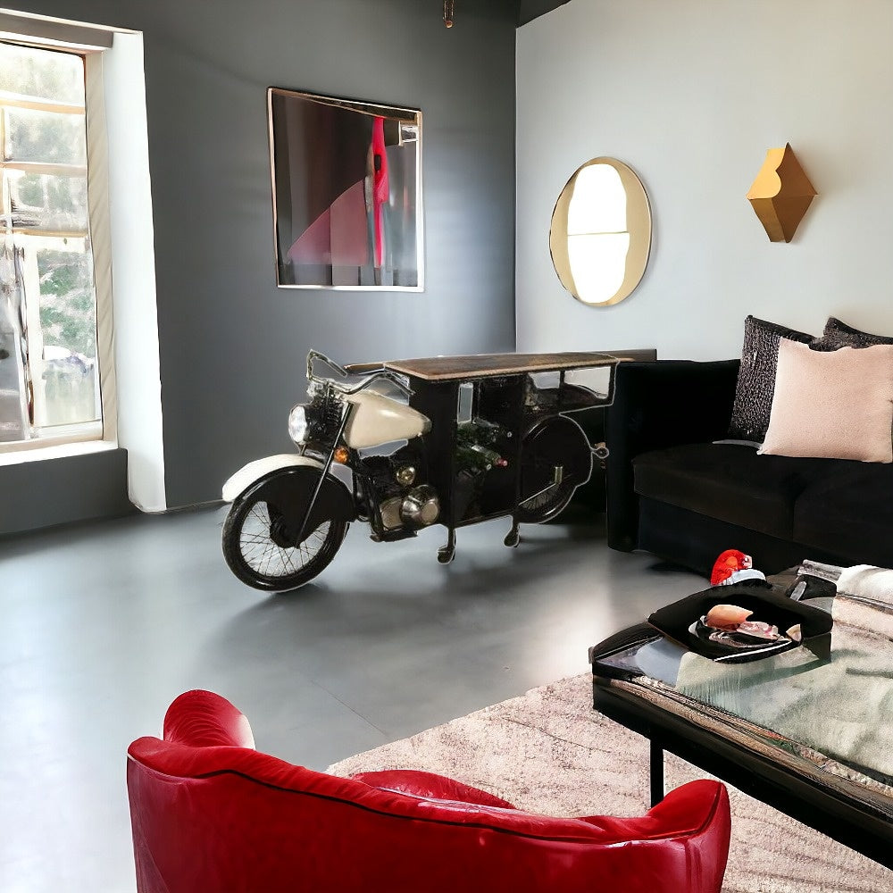 Homeroots Black And White Metal And Solid Wood Rolling Bar Cart With Wine Storage   489628