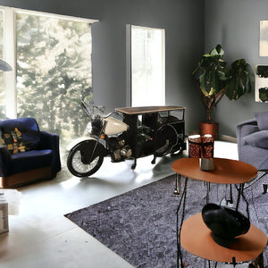 Homeroots Black And White Metal And Solid Wood Rolling Bar Cart With Wine Storage   489628