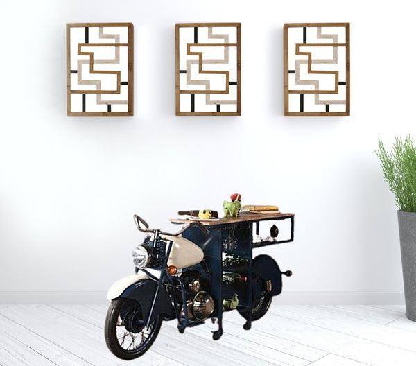 Homeroots Blue And White Metal And Solid Wood Rolling Bar Cart With Wine Storage   489629