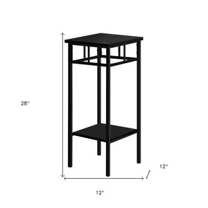 Homeroots 28" Black Square End Table With Shelf   489659
