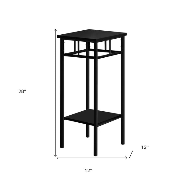 Homeroots 28" Black Square End Table With Shelf   489659