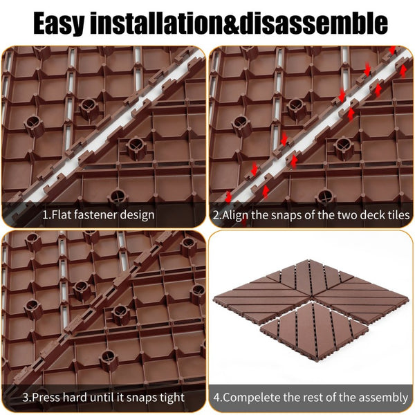 English Elm Plastic Snap Together Polypropylene Deck Tiles Waterproof 44 Sq Ft Patio Pool Cover W3022P251843