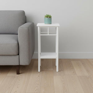 HomeRoots 28" Modern White Square End Table with Shelf – Versatile Minimalist Design for Living Spaces & More 489660