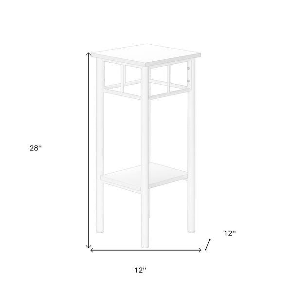 Homeroots 28" White Square End Table With Shelf   489660