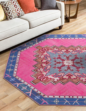 Unique Loom Timeless Thomas Machine Made Medallion Rug Fuchsia, Violet/Red/Ivory/Black/Brown 7' 7" x 7' 7"