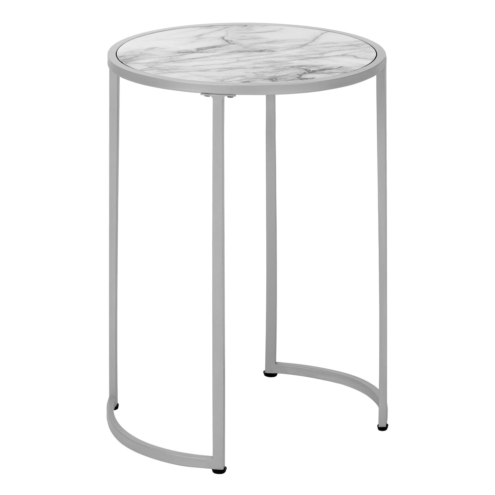 Homeroots 24" Silver And White Round End Table   489666