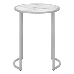 Homeroots 24" Silver And White Round End Table   489666