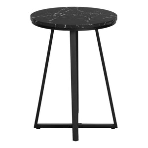 HomeRoots 22" Black Round End Table - Modern Faux-Marble Top & Sturdy X-Base for Stylish Living Room Accent 489668