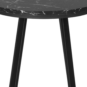 HomeRoots 22" Black Round End Table - Modern Faux-Marble Top & Sturdy X-Base for Stylish Living Room Accent 489668