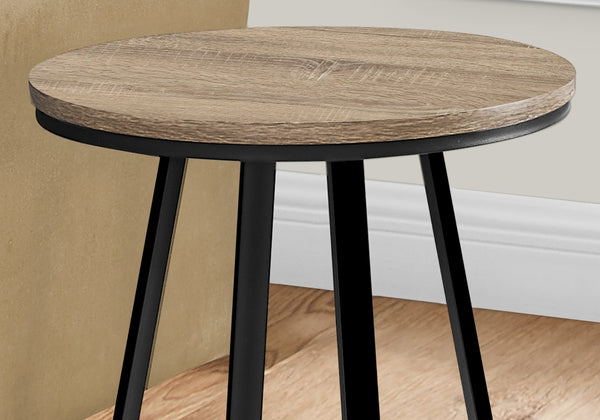 HomeRoots 22" Modern Round End Table in Black and Deep Taupe - Versatile Accent Table for Any Space 489669