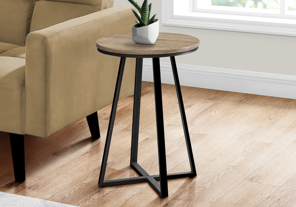 HomeRoots 22" Modern Round End Table in Black and Deep Taupe - Versatile Accent Table for Any Space 489669