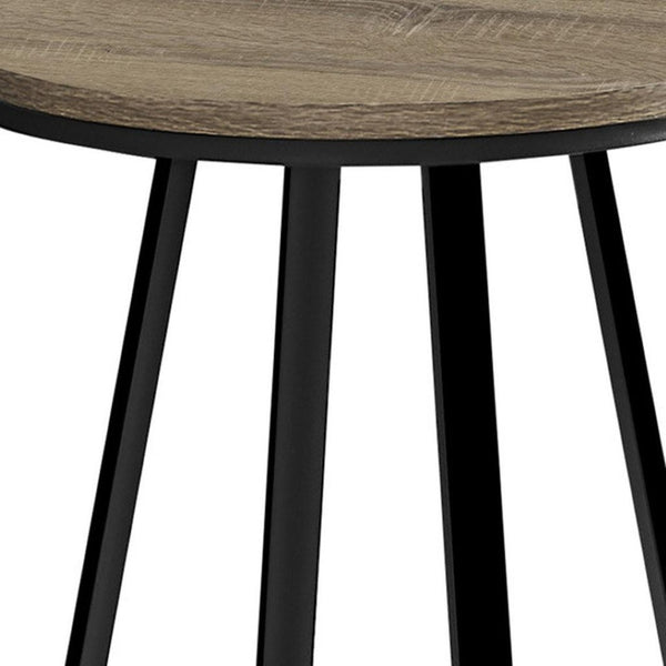 HomeRoots 22" Modern Round End Table in Black and Deep Taupe - Versatile Accent Table for Any Space 489669