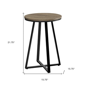 Homeroots 22" Black And Deep Taupe Round End Table   489669
