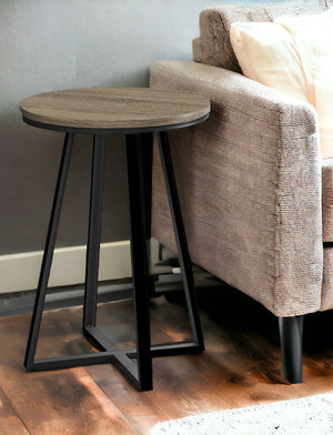 Homeroots 22" Black And Deep Taupe Round End Table   489669